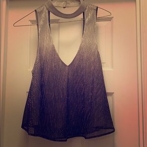 Worn once - mumu metallic blue ombré tank top
